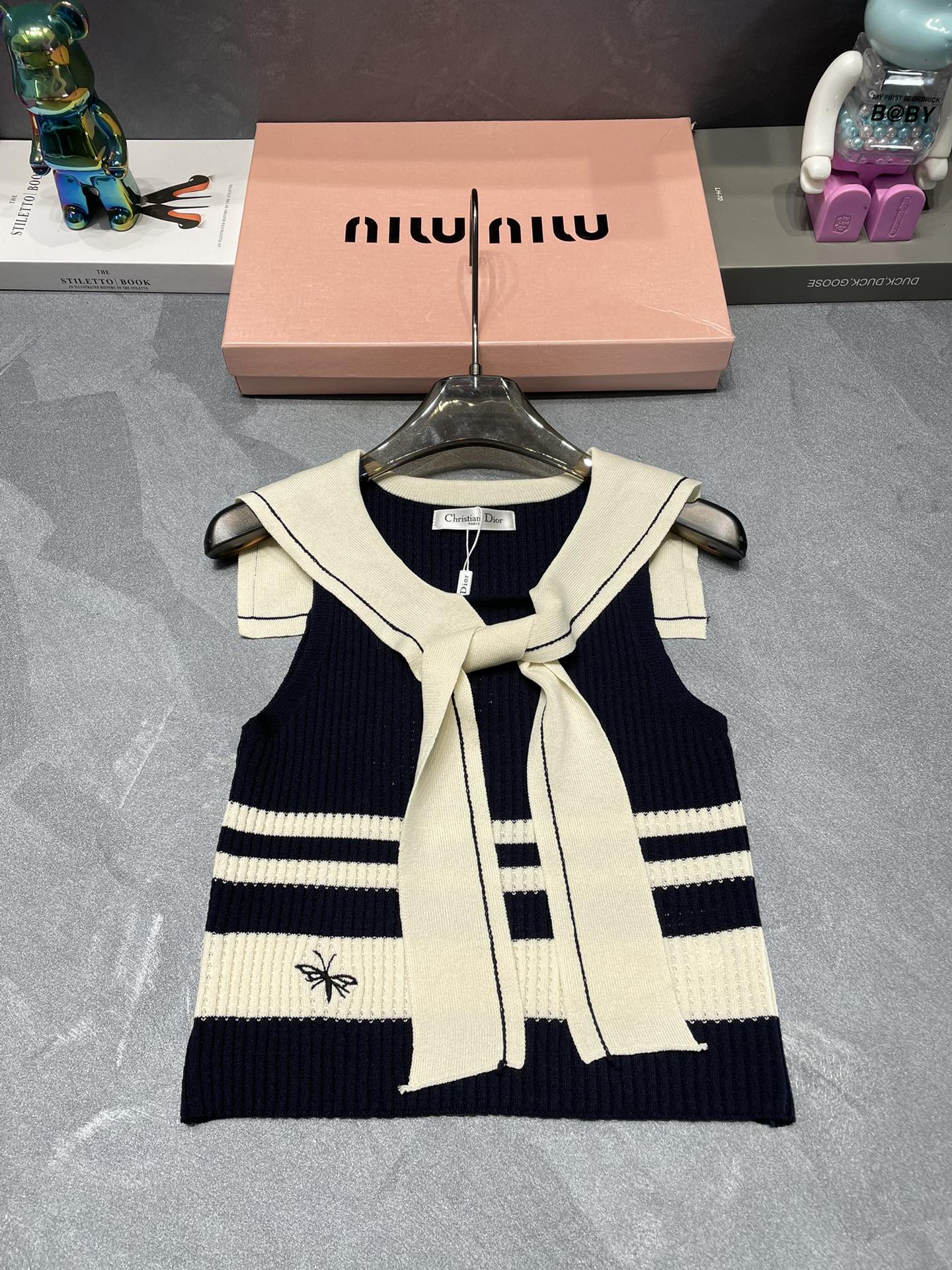 Navy knitted vest