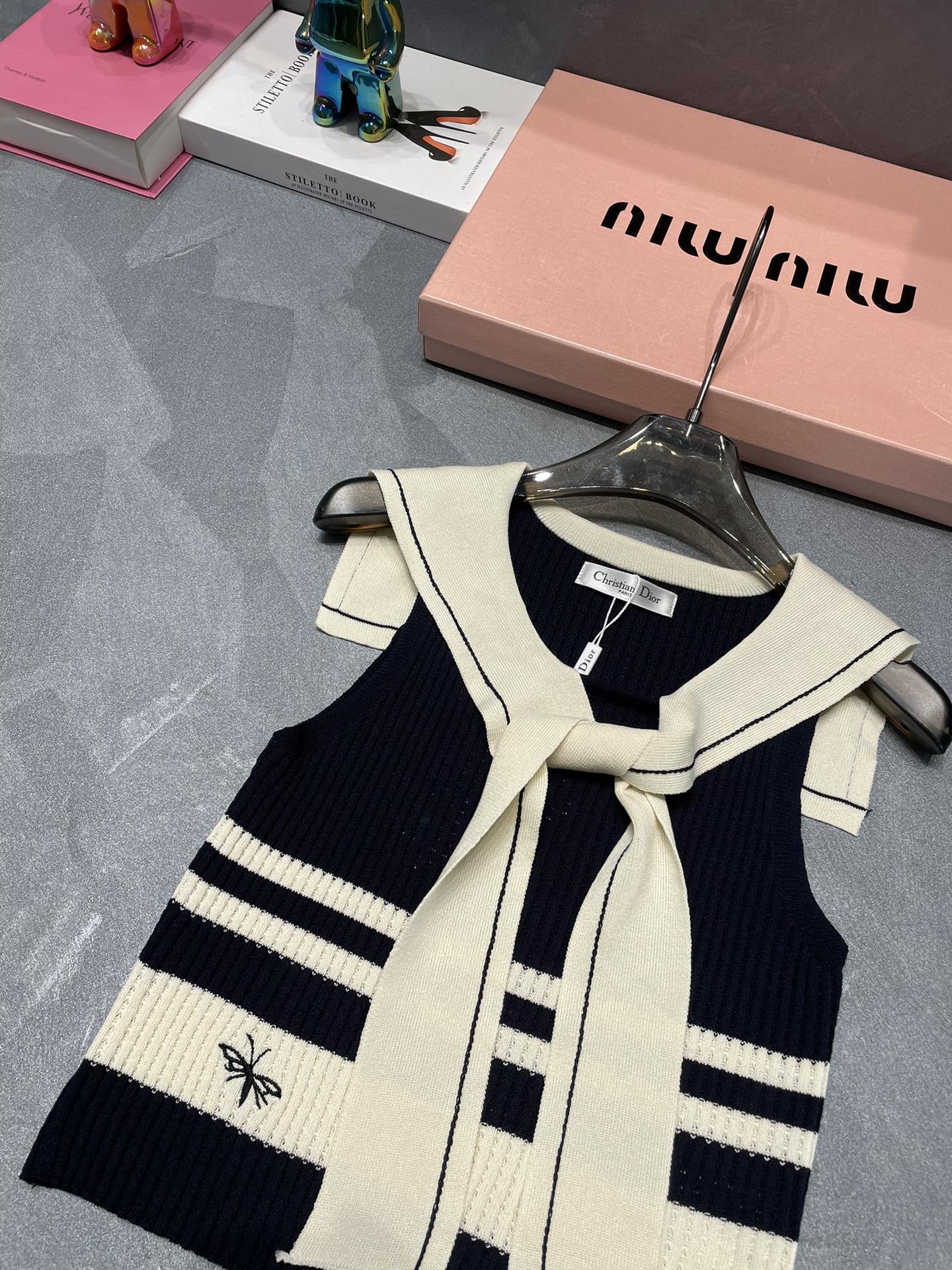 Navy knitted vest
