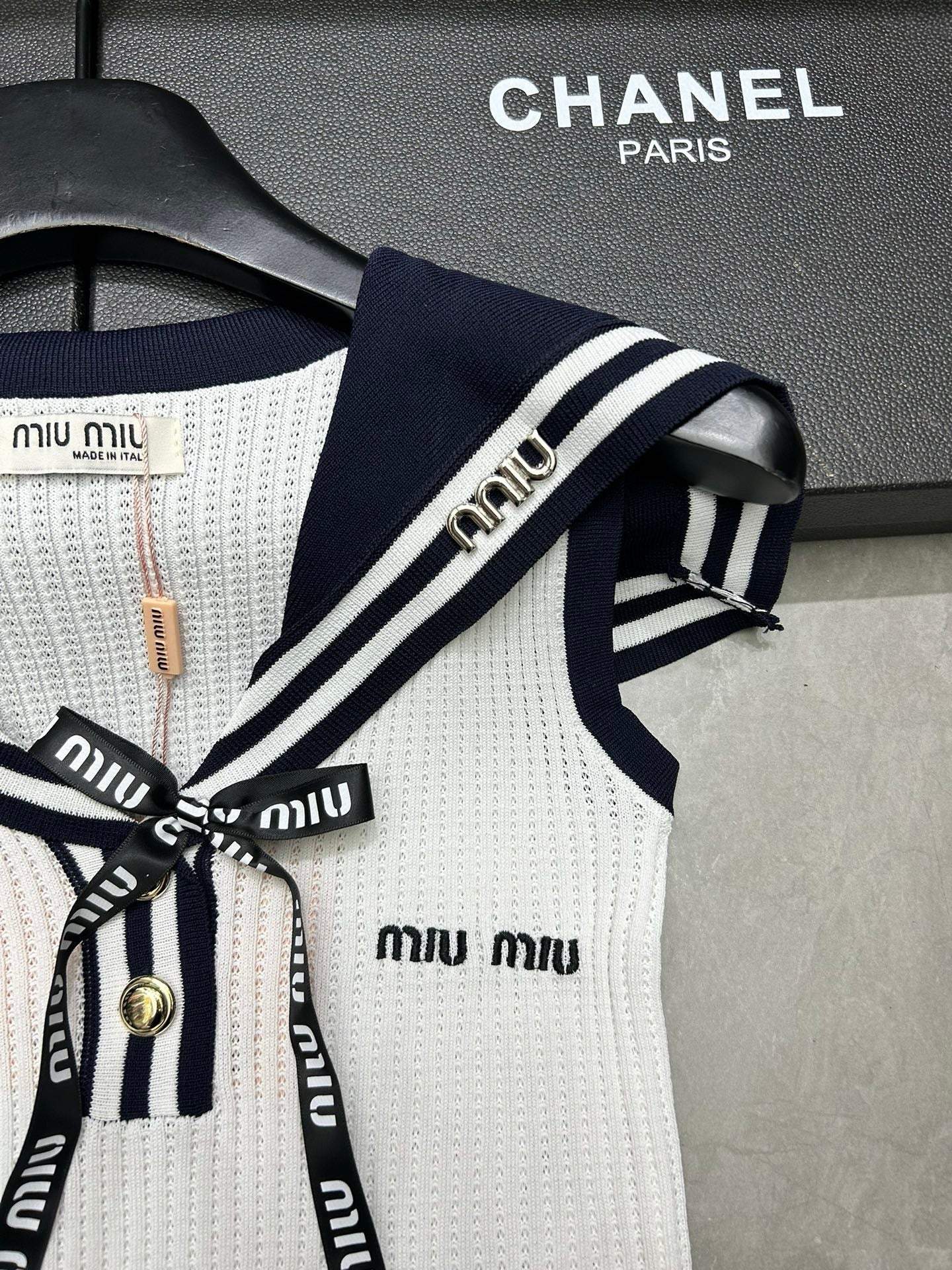 Navy bow tie vest