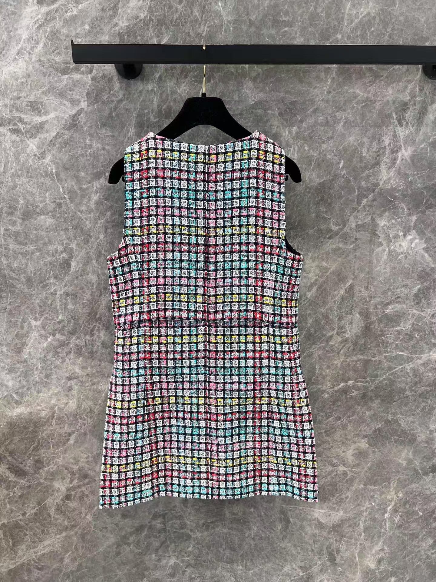25ss new tweed round neck silk lining sundress