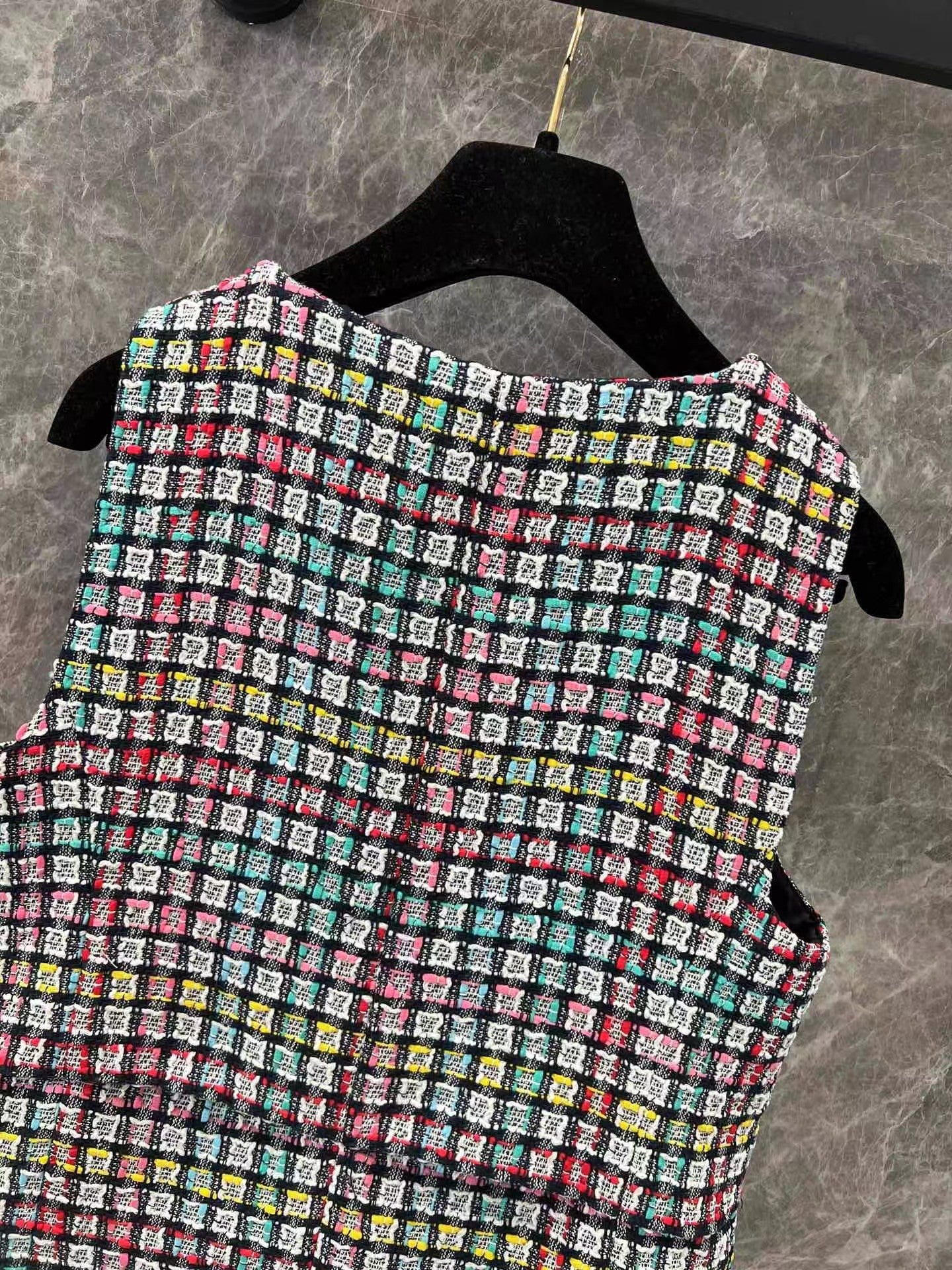 25ss new tweed round neck silk lining sundress