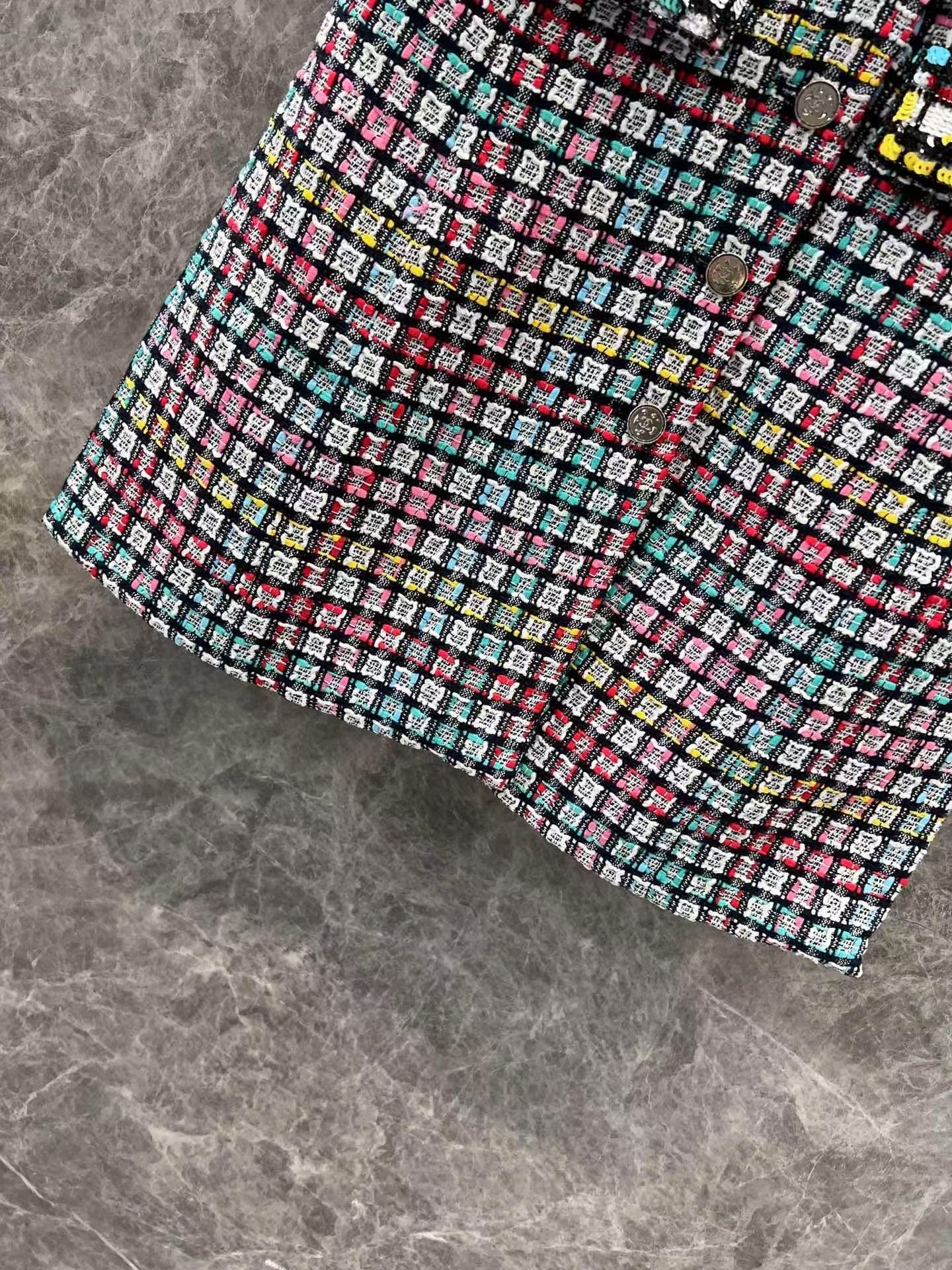 25ss new tweed round neck silk lining sundress